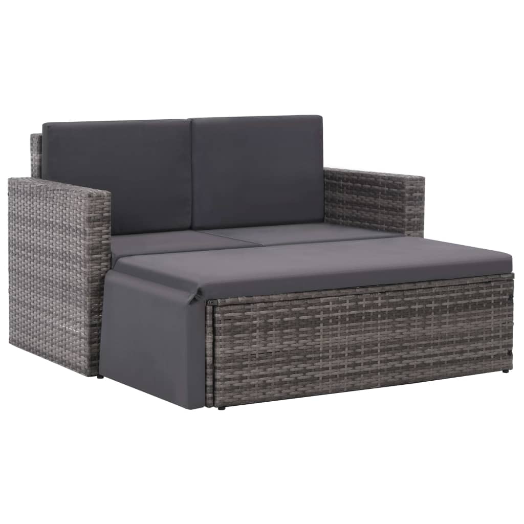 foto del prodotto set divani da giardino 2 pz con cuscini in polyrattan grigio