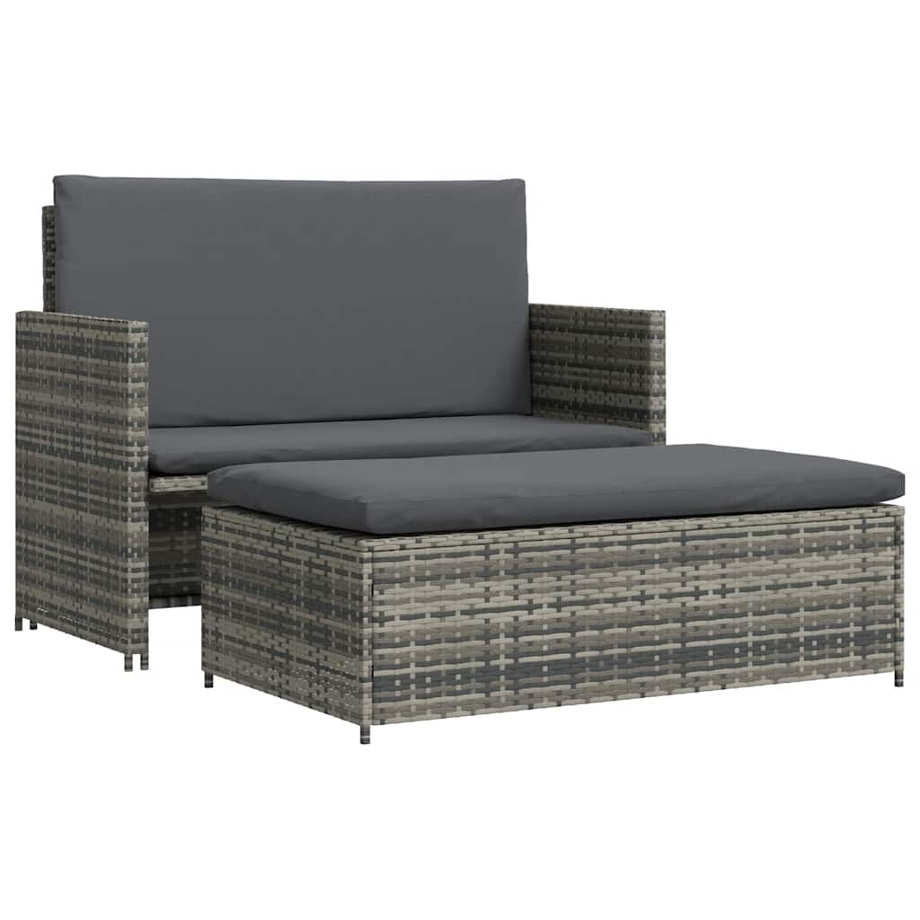 foto del prodotto set divani da giardino 2 pz con cuscini in polyrattan grigio cod mxl 69922
