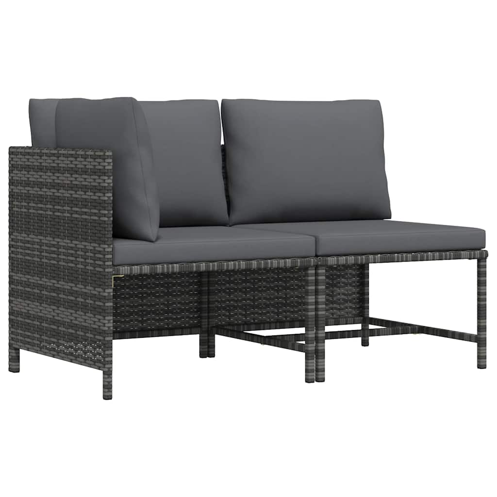 foto del prodotto set divani da giardino 2 pz con cuscini in polyrattan grigio cod mxl 71222