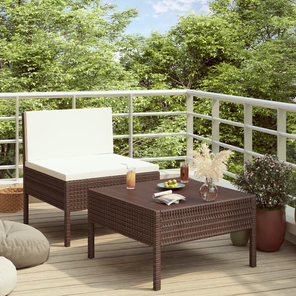 foto del prodotto set divani da giardino 2 pz con cuscini in polyrattan marrone cod mxl 37747