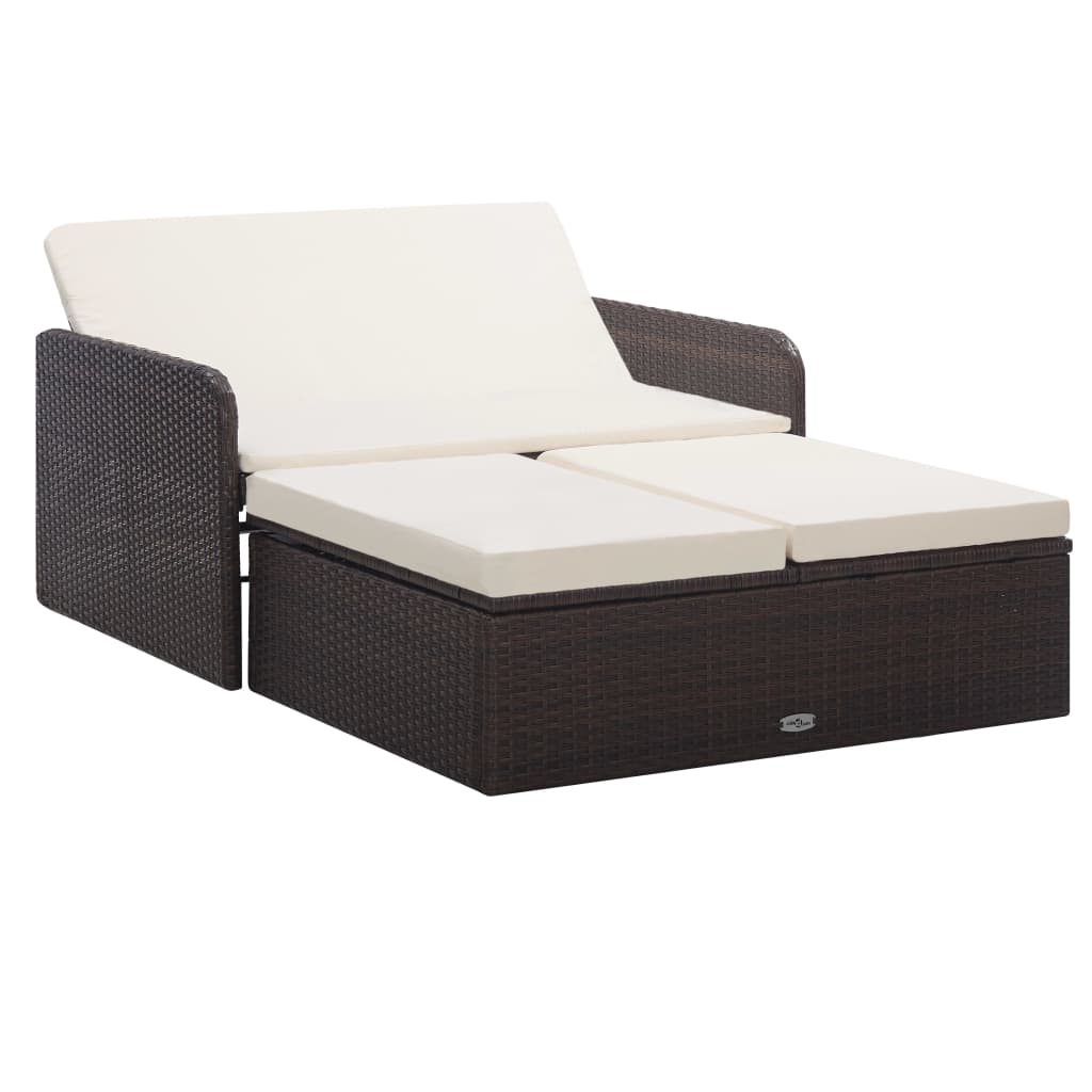 foto del prodotto set divani da giardino 2 pz con cuscini in polyrattan marrone cod mxl 50934