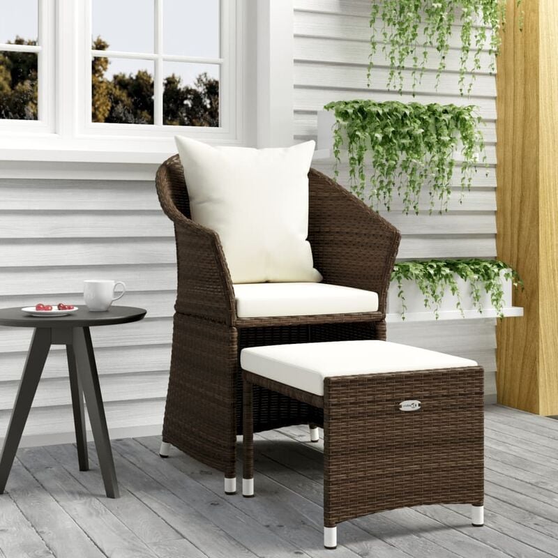 foto del prodotto set divani da giardino 2 pz con cuscini in polyrattan marrone vidaxl 157595