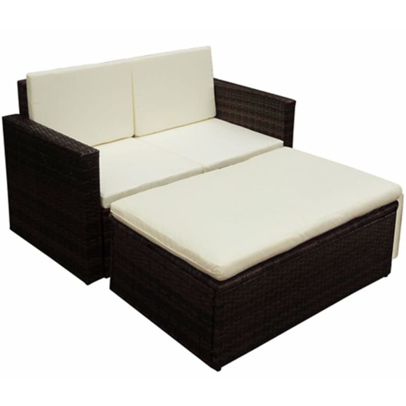 foto del prodotto set divani da giardino 2 pz con cuscini in polyrattan marrone vidaxl