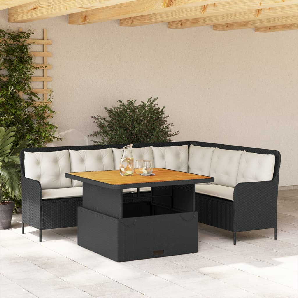 foto del prodotto set divani da giardino 2 pz con cuscini in polyrattan nero