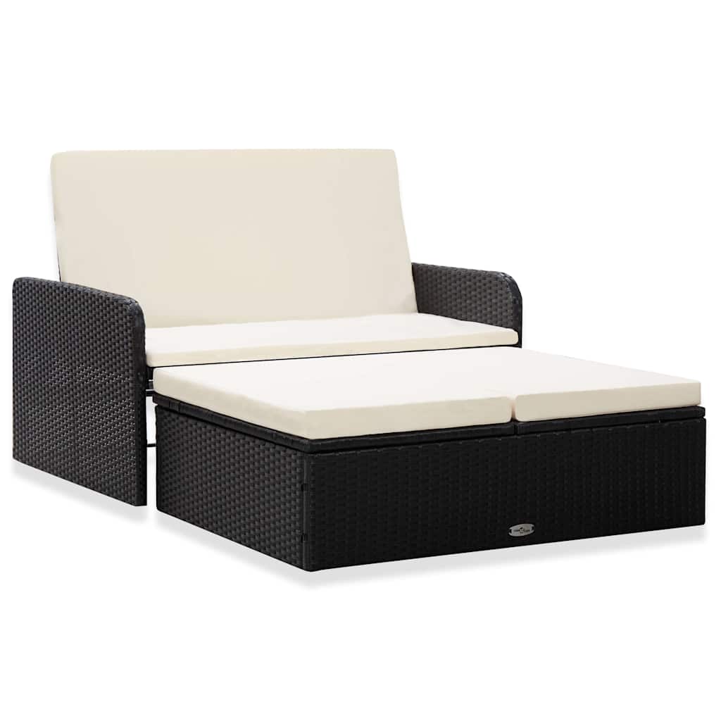 foto del prodotto set divani da giardino 2 pz con cuscini in polyrattan nero cod mxl 35654