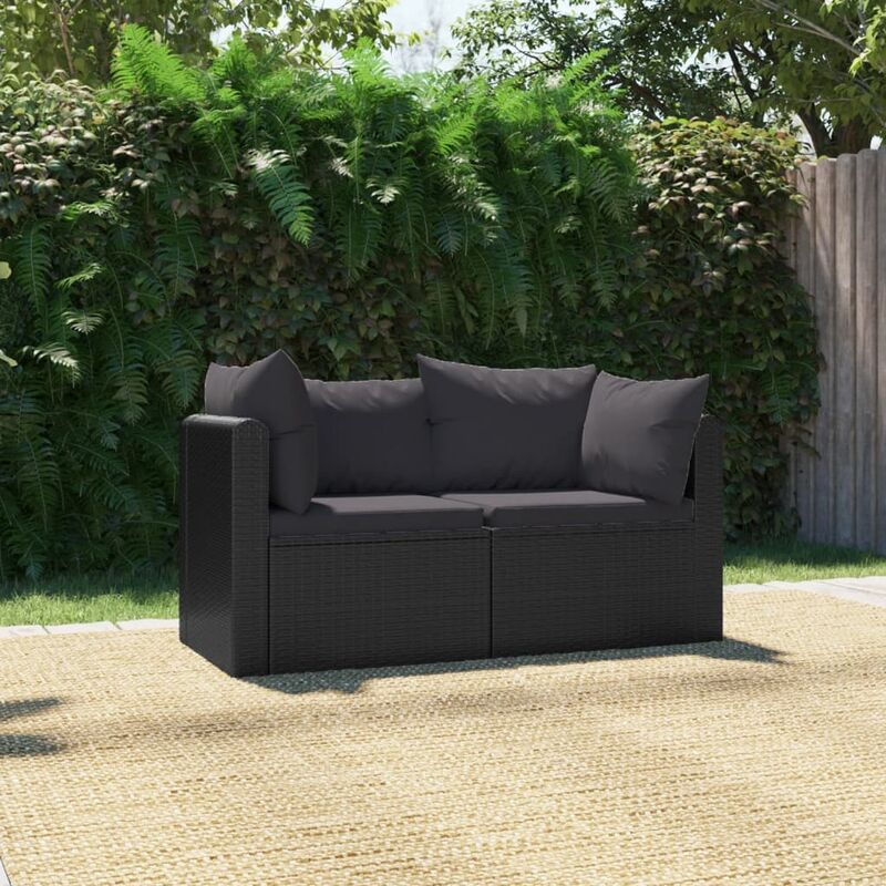 foto del prodotto set divani da giardino 2 pz con cuscini in polyrattan nero vidaxl 821668