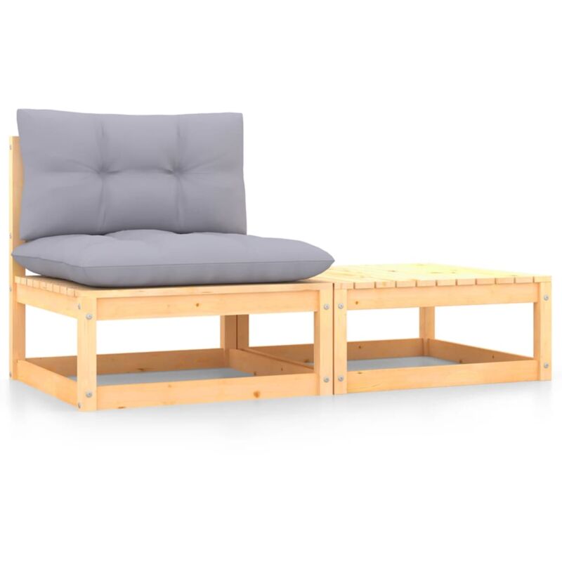 foto del prodotto set divani da giardino 2 pz con cuscini legno massello pino