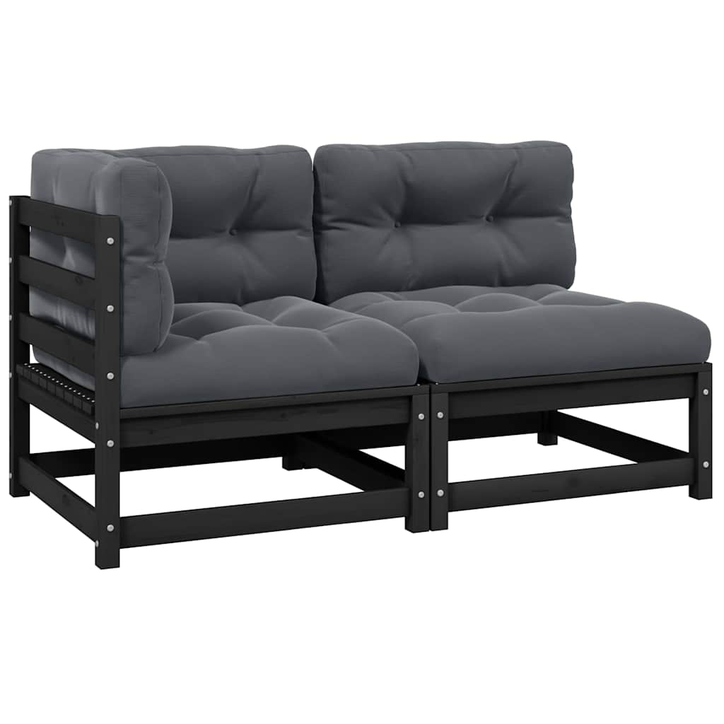 foto del prodotto set divani da giardino 2 pz con cuscini massello di pino nero cod mxl 70766