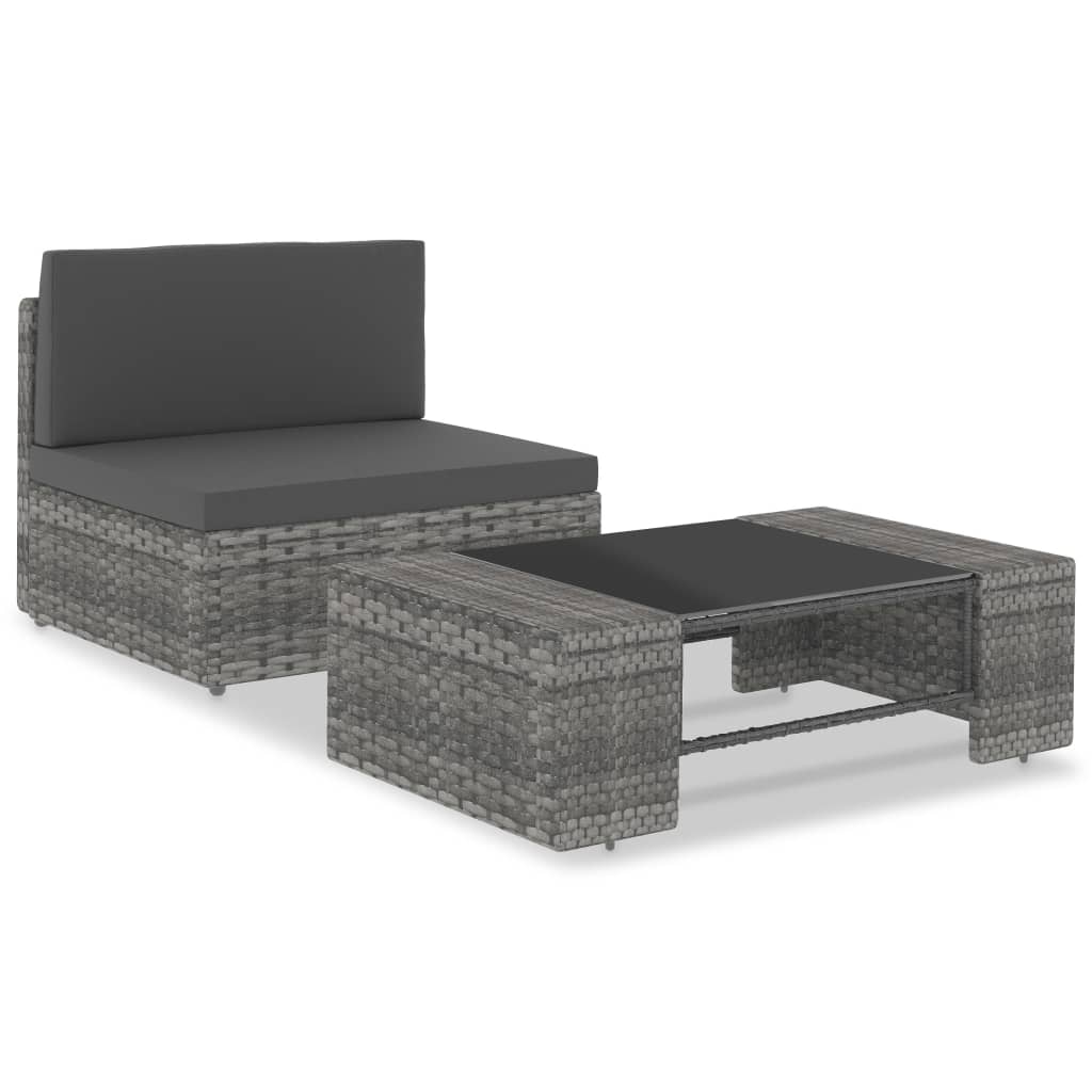 foto del prodotto set divani da giardino 2 pz in polyrattan grigiocod mxl 94962