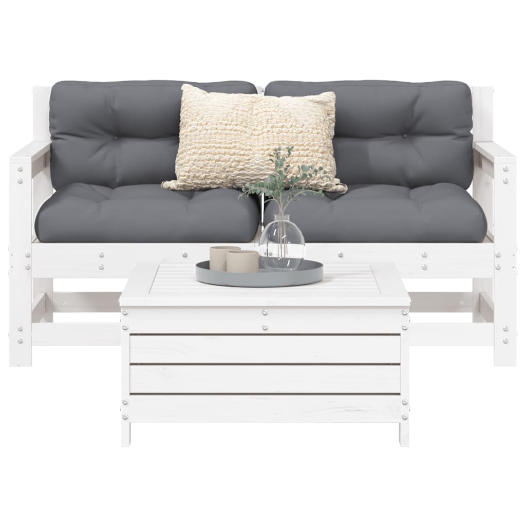 foto del prodotto set divani da giardino 3 pz bianco in legno massello di pinocod mxl 116997