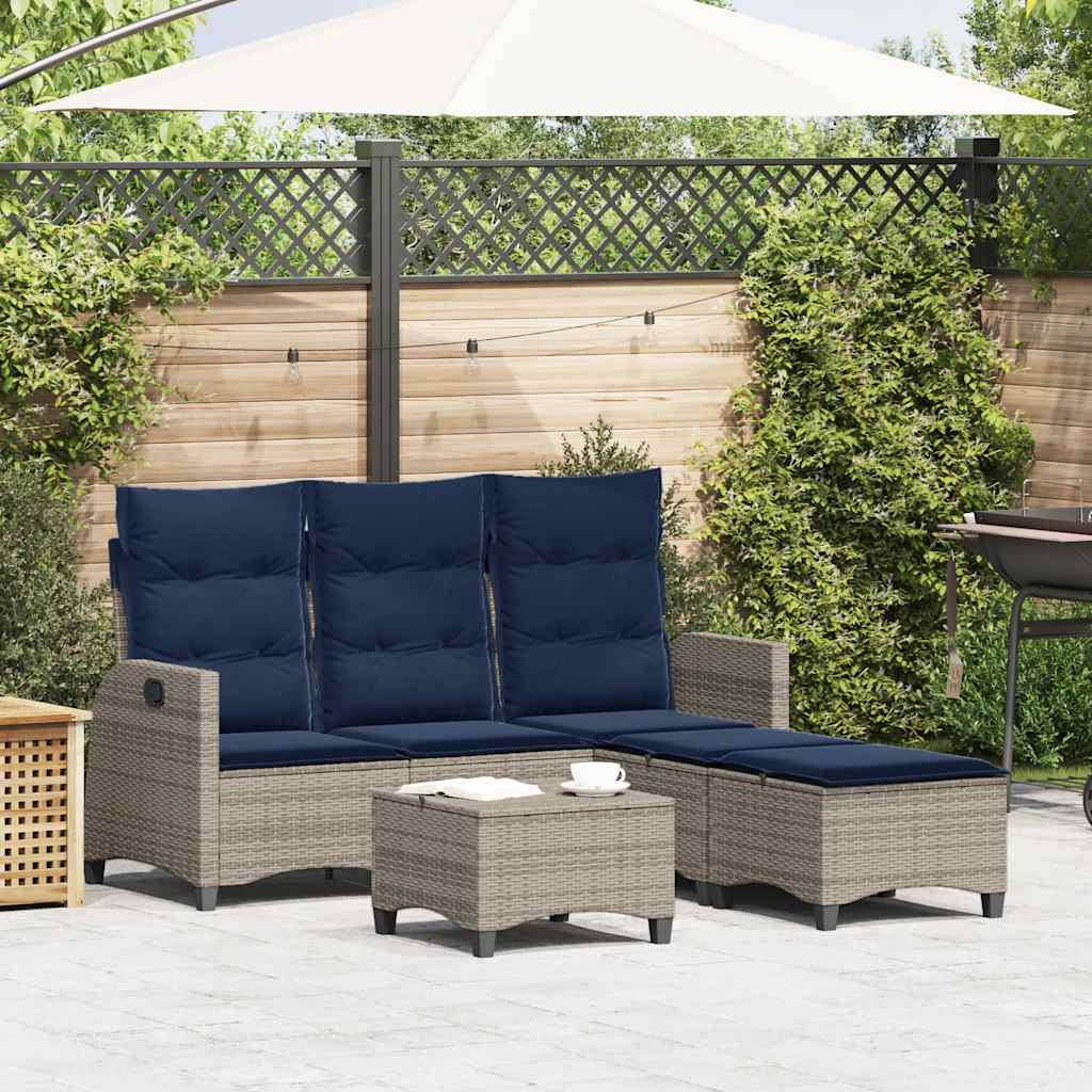 foto del prodotto set divani da giardino 3 pz con cuscini a forma di l polyrattan
