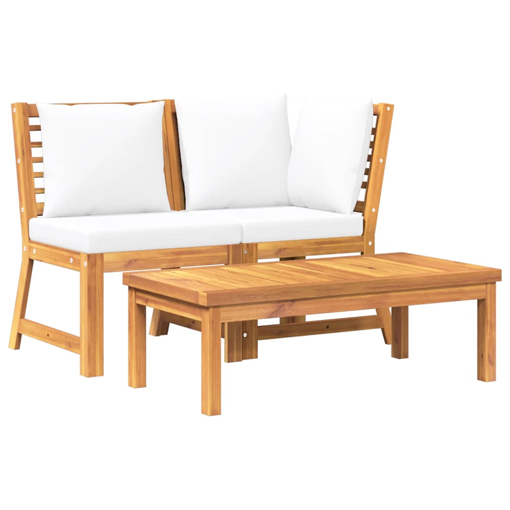 foto del prodotto set divani da giardino 3 pz con cuscini crema in legno acacia cod mxl 73915