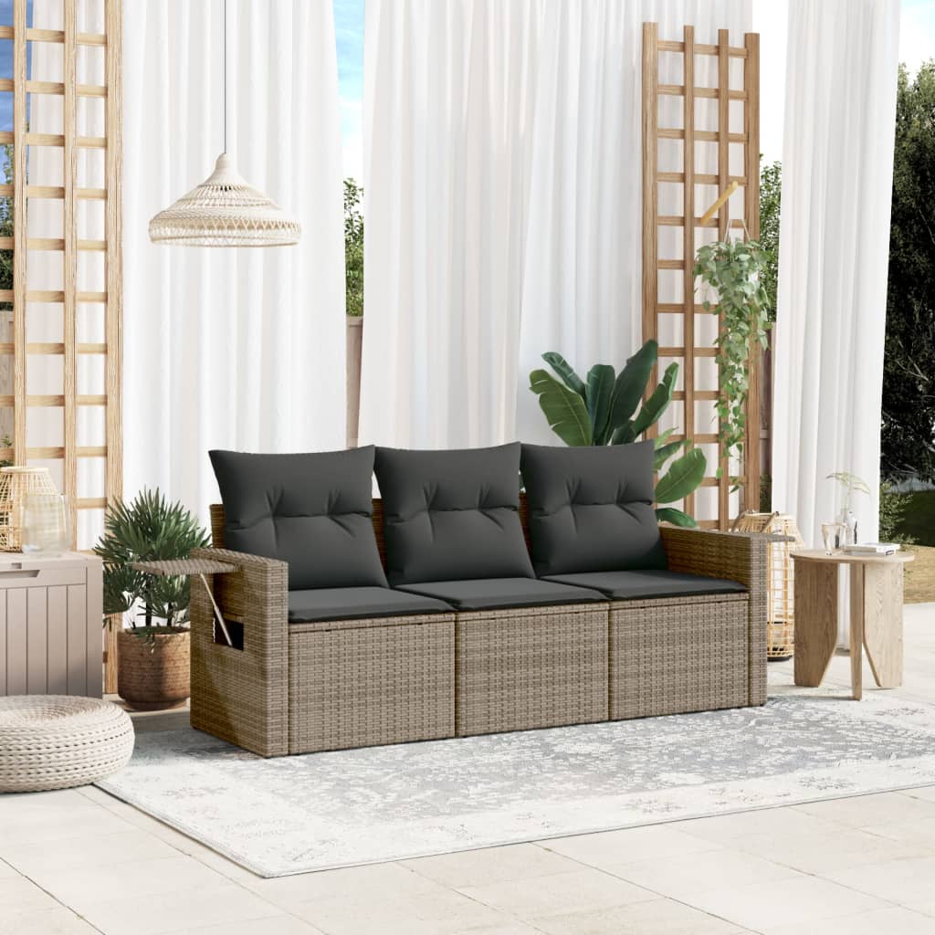 foto del prodotto set divani da giardino 3 pz con cuscini grigio in polyrattancod mxl 89247