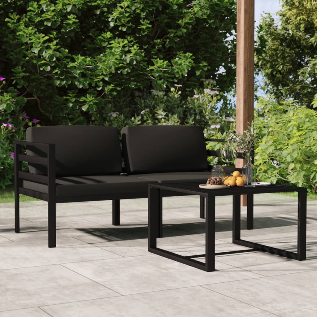 foto del prodotto set divani da giardino 3 pz con cuscini in alluminio antracite cod mxl 42136