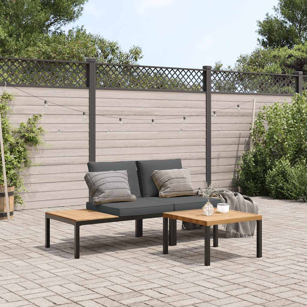 foto del prodotto set divani da giardino 3 pz con cuscini in alluminio nero
