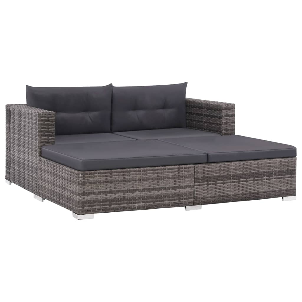 foto del prodotto set divani da giardino 3 pz con cuscini in polyrattan grigio cod mxl 34838