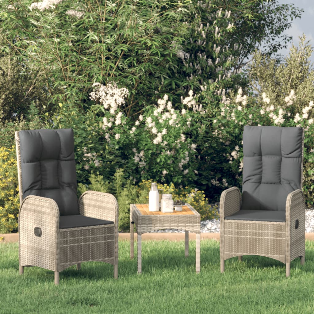 foto del prodotto set divani da giardino 3 pz con cuscini in polyrattan grigio cod mxl 39499