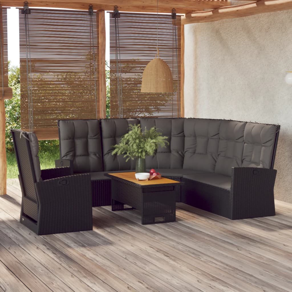 foto del prodotto set divani da giardino 3 pz con cuscini nero in polyrattancod mxl 71654