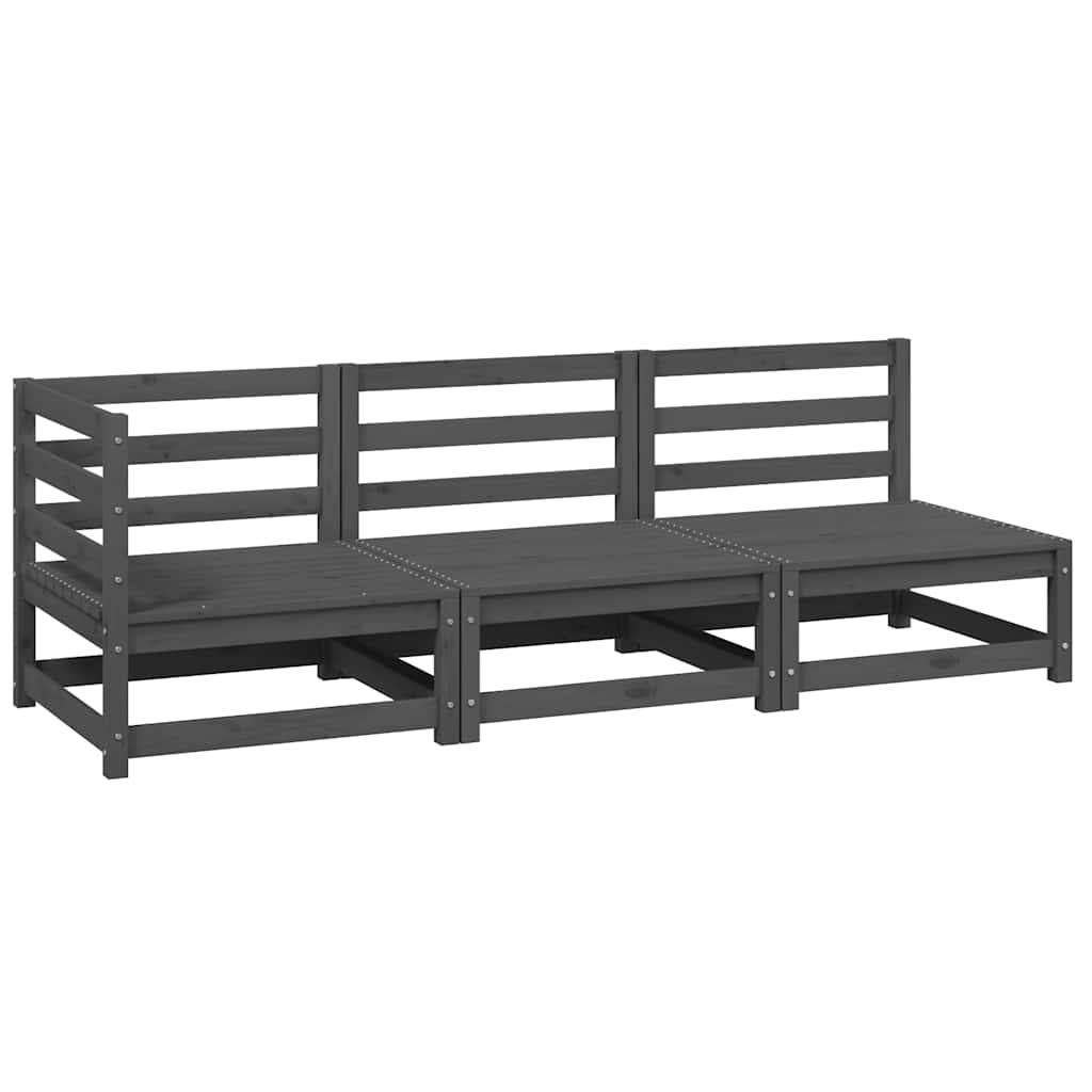 foto del prodotto set divani da giardino 3 pz grigi in legno massello di pino cod mxl 39530