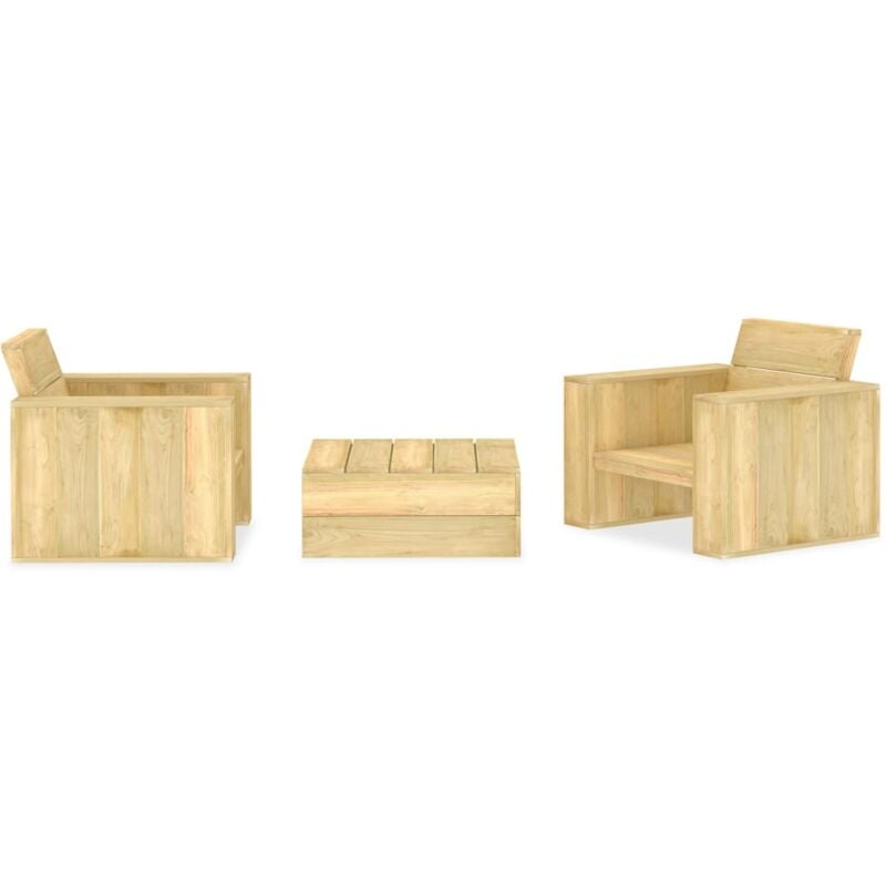foto del prodotto set divani da giardino 3 pz in legno di pino impregnato vidaxl
