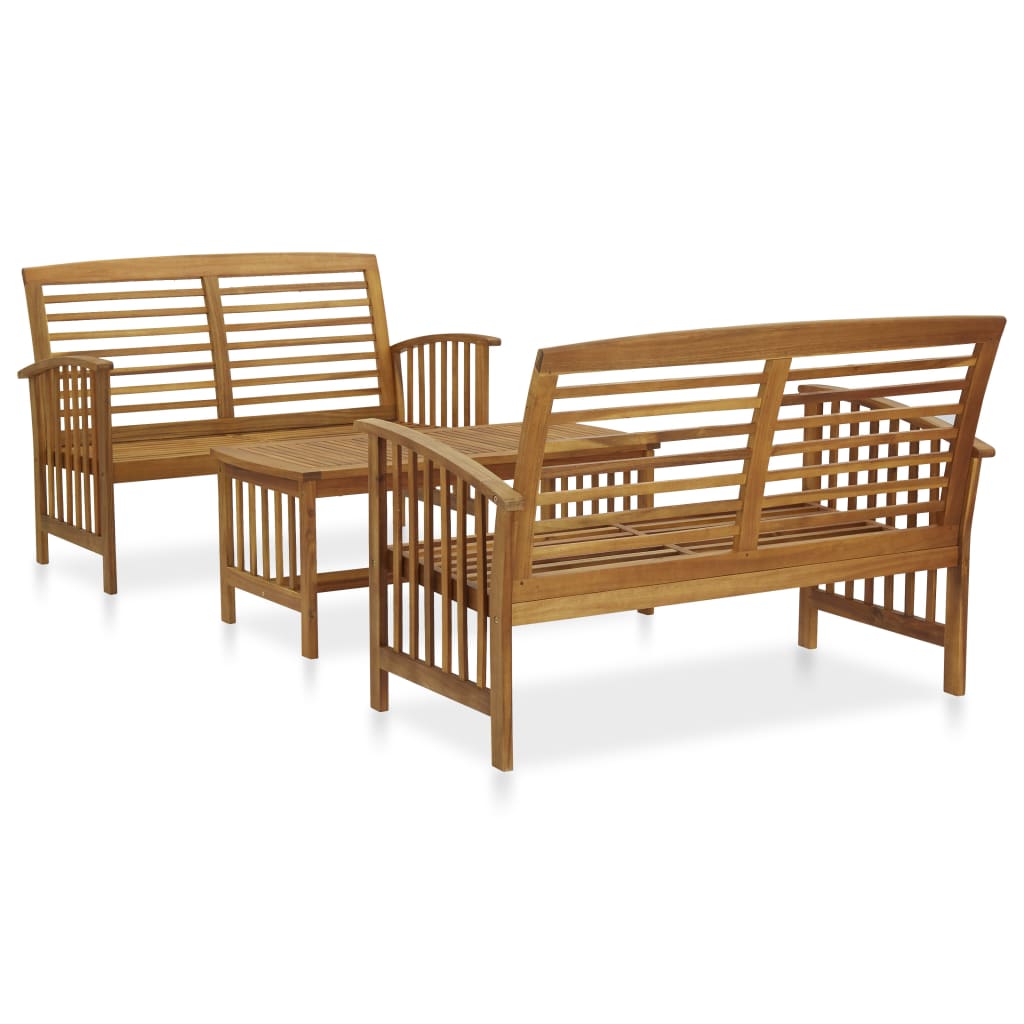foto del prodotto set divani da giardino 3 pz in legno massello di acacia cod mxl 43181