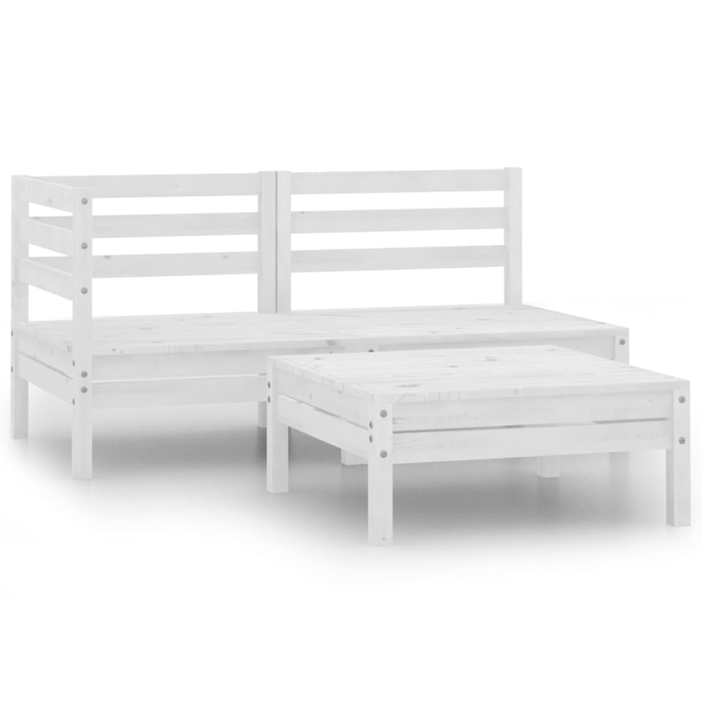 foto del prodotto set divani da giardino 3 pz in legno massello di pino bianco cod mxl 39555