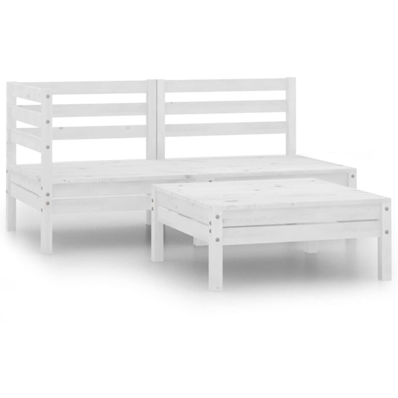 foto del prodotto set divani da giardino 3 pz in legno massello di pino bianco vidaxl
