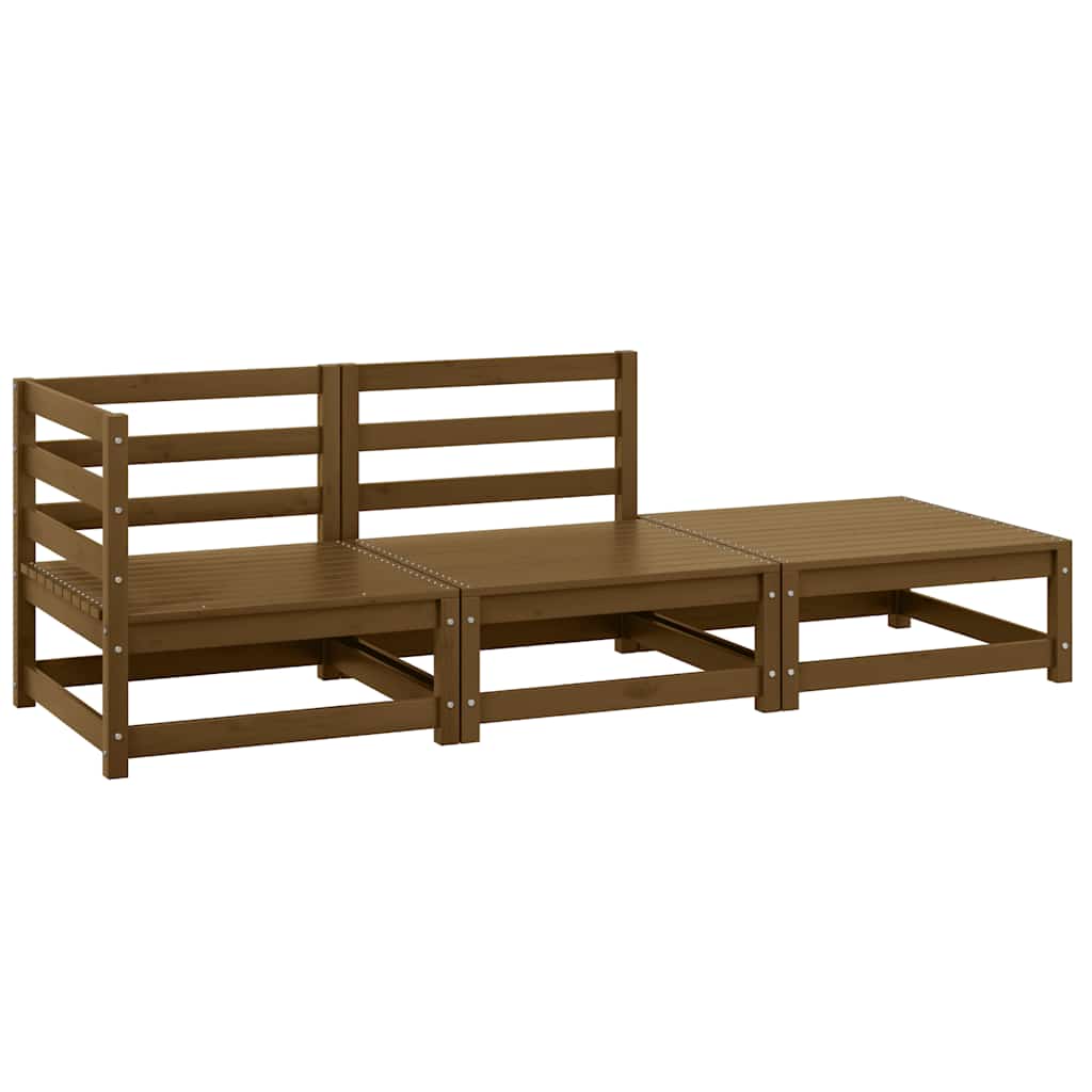 foto del prodotto set divani da giardino 3 pz miele in legno massello di pino cod mxl 39532