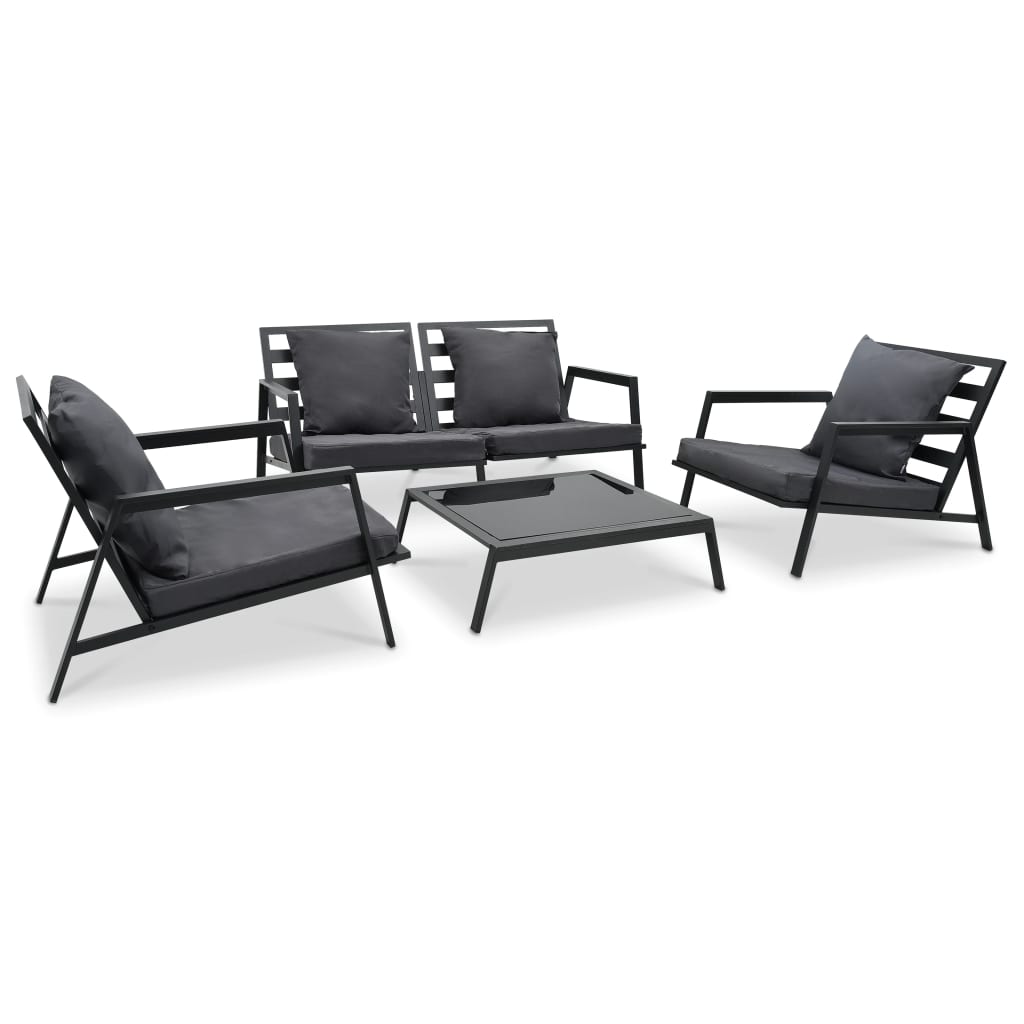 foto del prodotto set divani da giardino 4 pz con cuscini alluminio grigio scuro cod mxl 42082