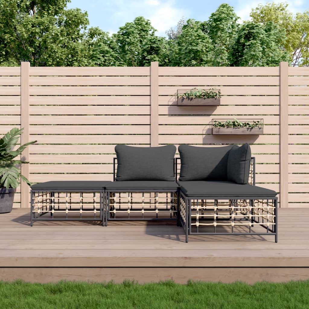 foto del prodotto set divani da giardino 4 pz con cuscini antracite in polyrattancod mxl 76566