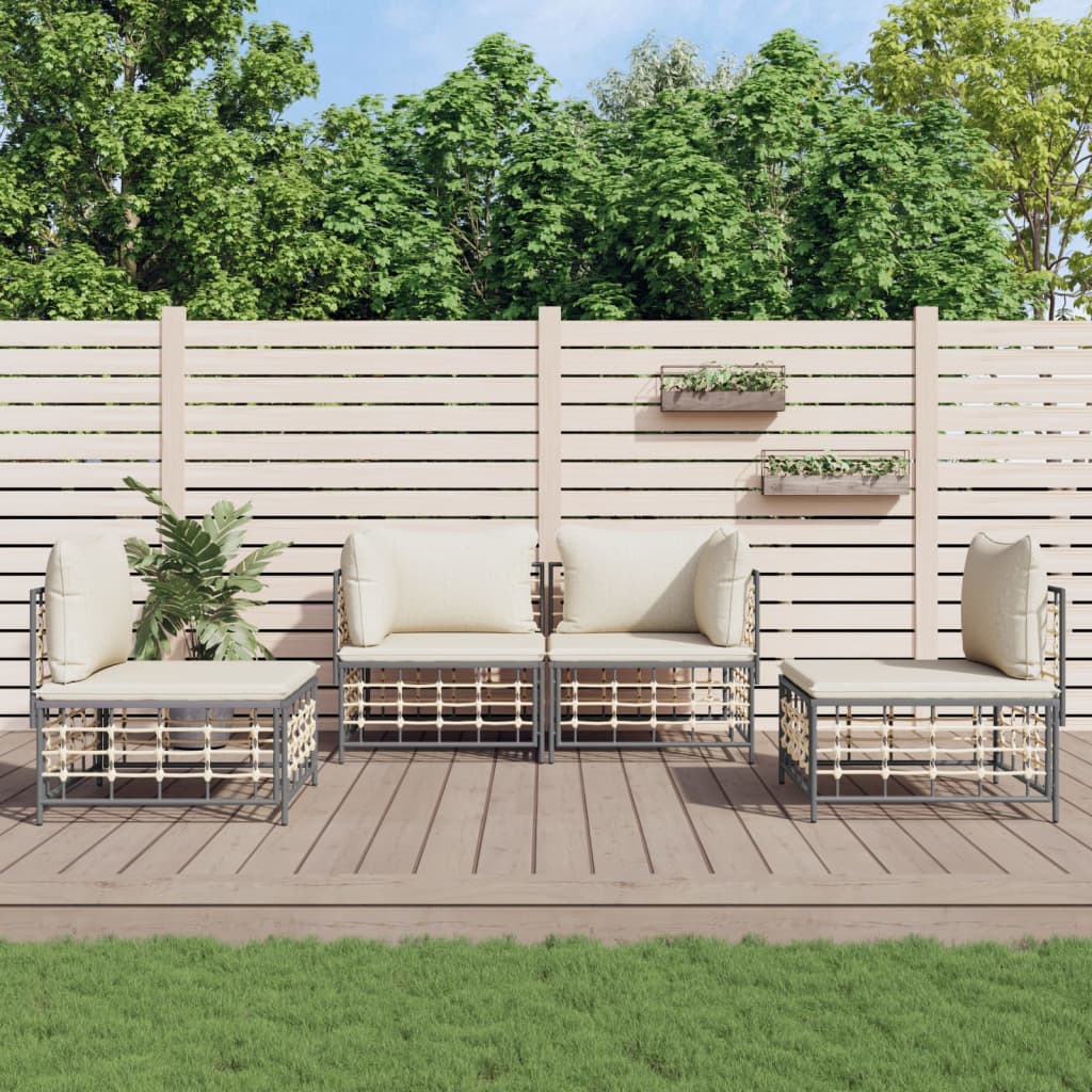 foto del prodotto set divani da giardino 4 pz con cuscini antracite in polyrattancod mxl 76588