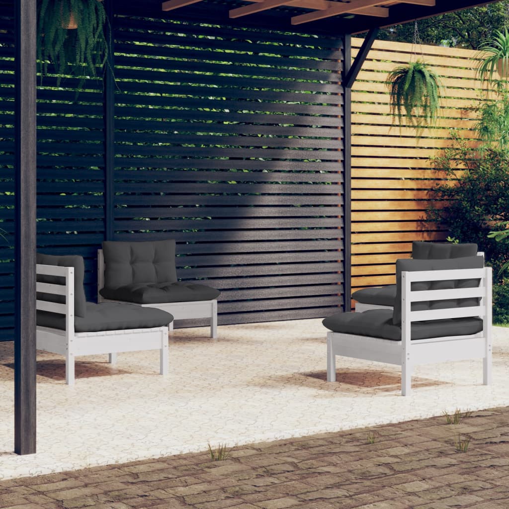 foto del prodotto set divani da giardino 4 pz con cuscini antracite legno di pino cod mxl 44532