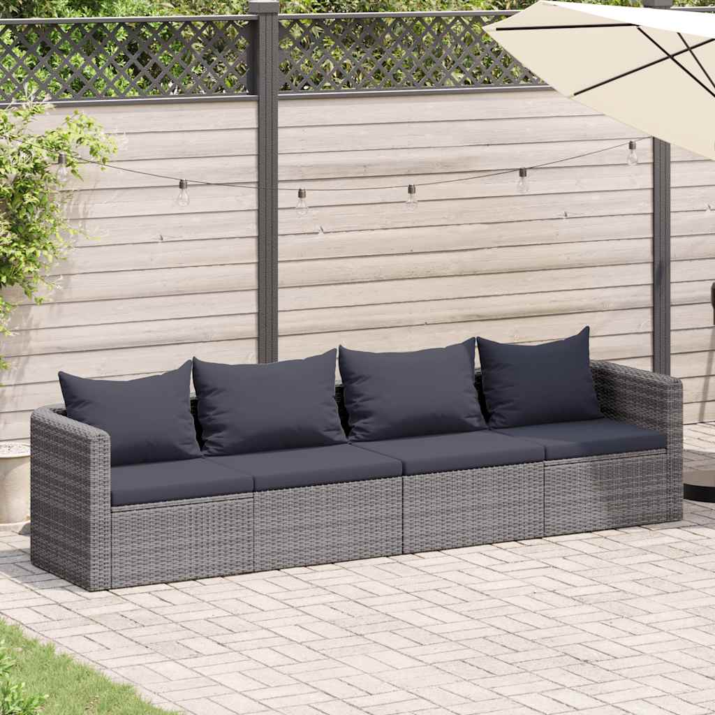 foto del prodotto set divani da giardino 4 pz con cuscini grigio in polyrattan cod mxl 73947