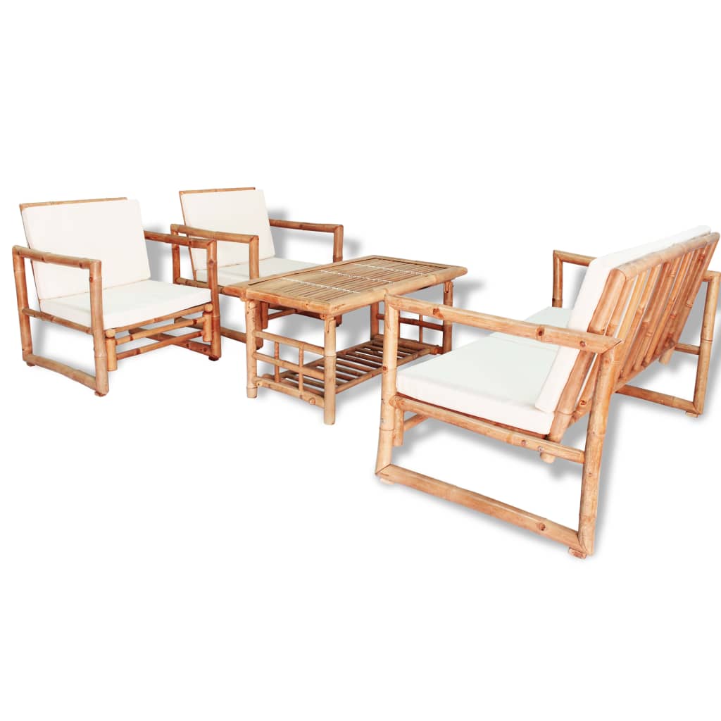 foto del prodotto set divani da giardino 4 pz con cuscini in bamb cod mxl 51877