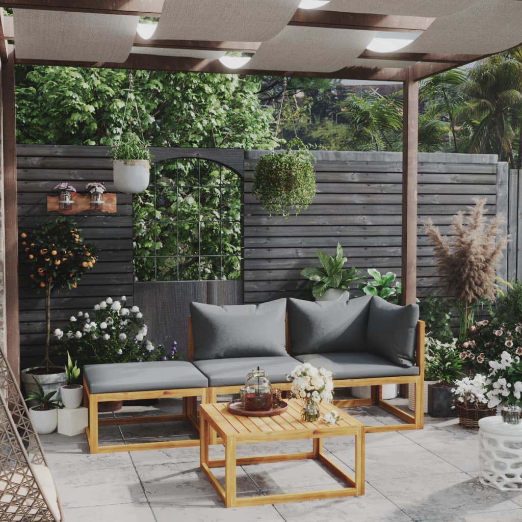 foto del prodotto set divani da giardino 4 pz con cuscini in massello di acacia cod mxl 37818