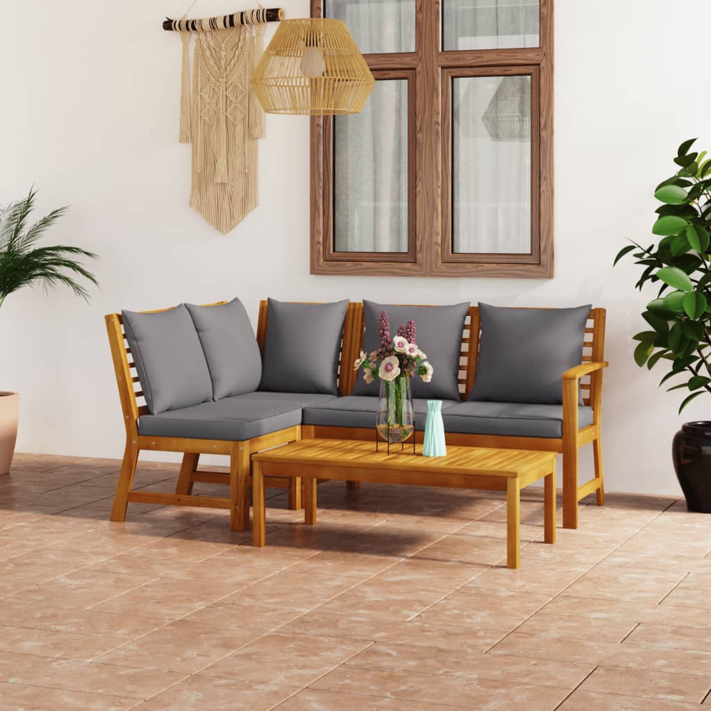 foto del prodotto set divani da giardino 4 pz con cuscini in massello di acacia cod mxl 48142