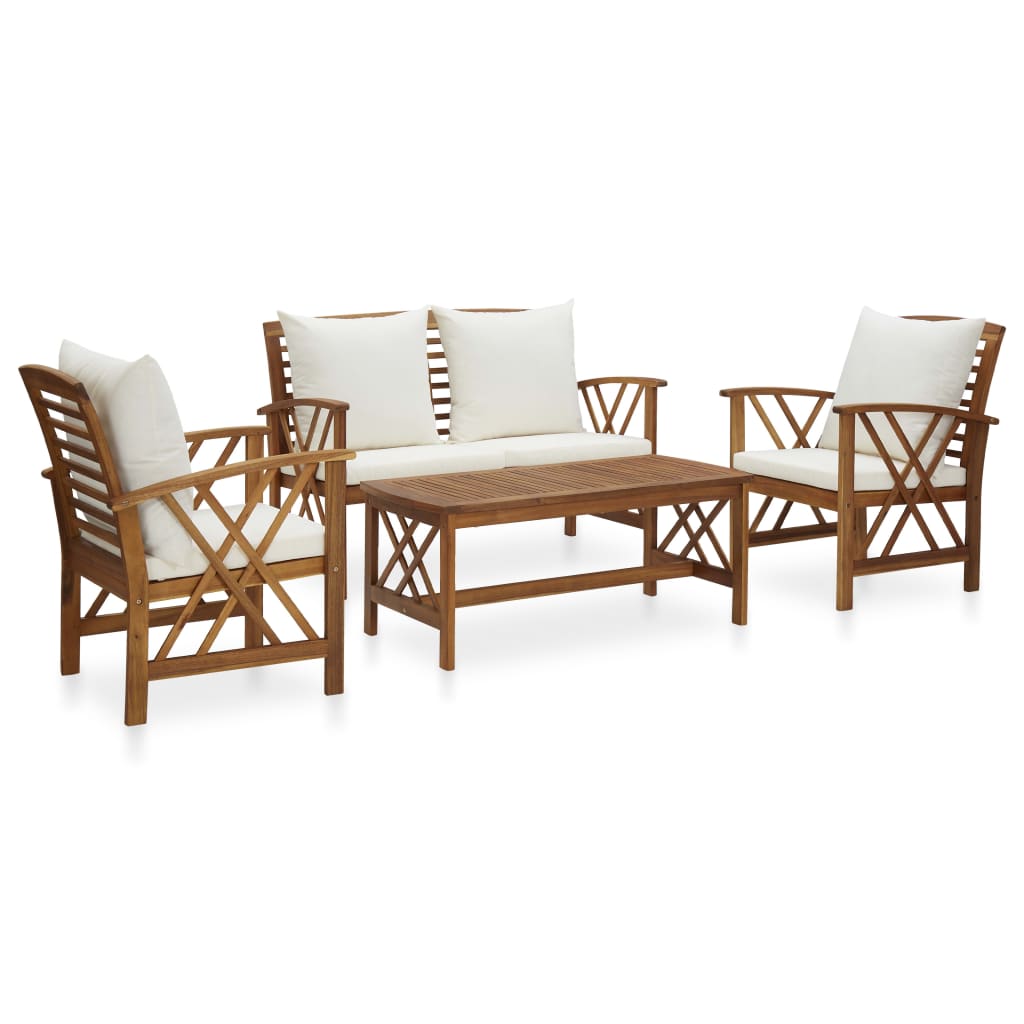 foto del prodotto set divani da giardino 4 pz con cuscini in massello di acacia cod mxl 50880