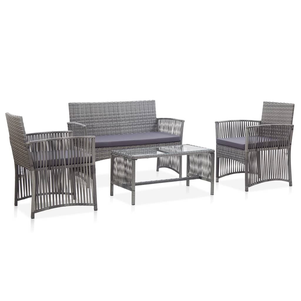 foto del prodotto set divani da giardino 4 pz con cuscini in polyrattan antracite cod mxl 35151