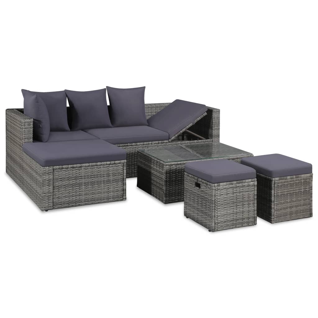 foto del prodotto set divani da giardino 4 pz con cuscini in polyrattan grigio cod mxl 43682