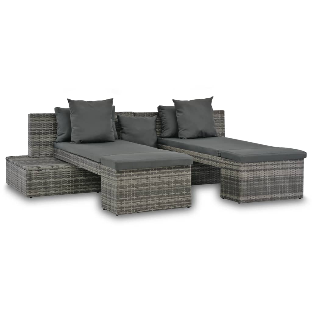 foto del prodotto set divani da giardino 4 pz con cuscini in polyrattan grigio cod mxl 69531