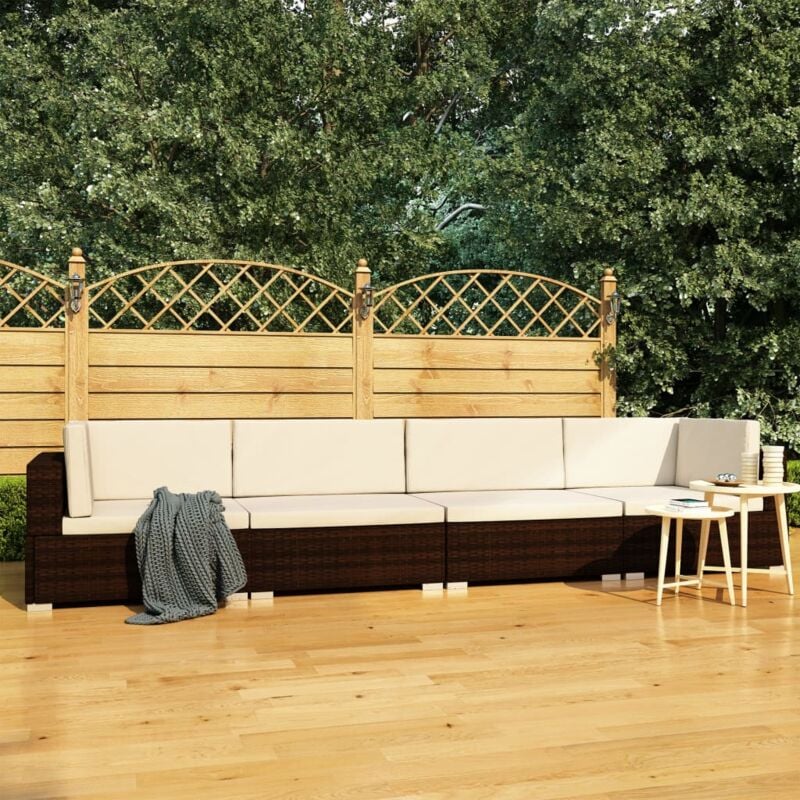 foto del prodotto set divani da giardino 4 pz con cuscini in polyrattan marrone vidaxl