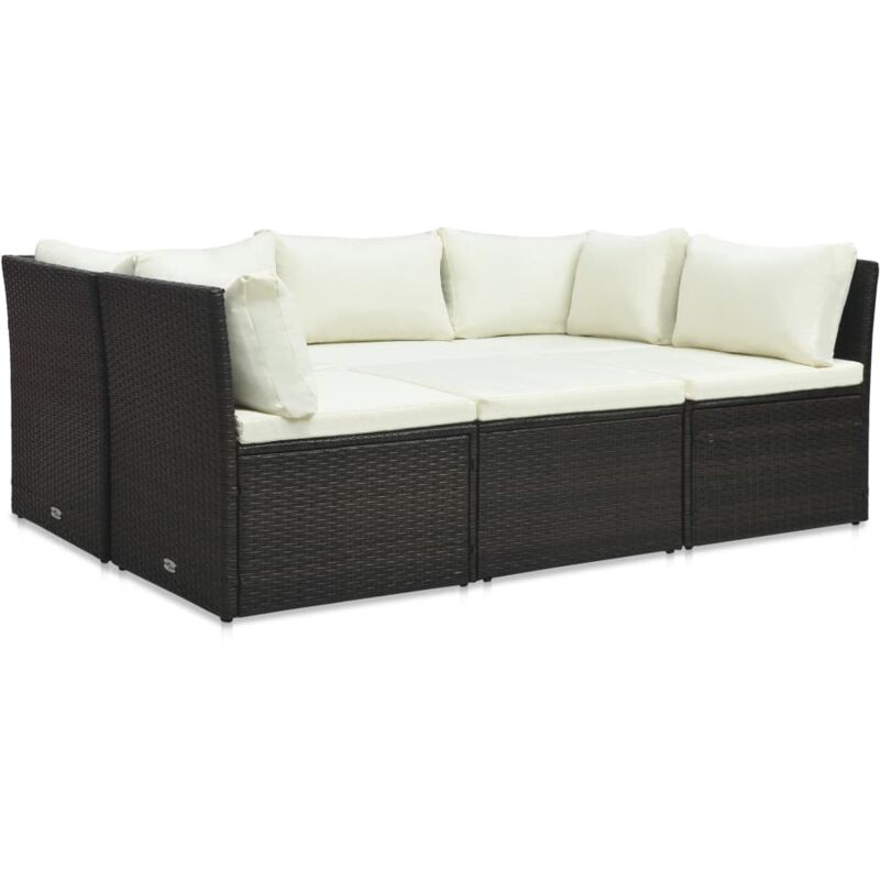 foto del prodotto set divani da giardino 4 pz con cuscini in polyrattan marrone vidaxl