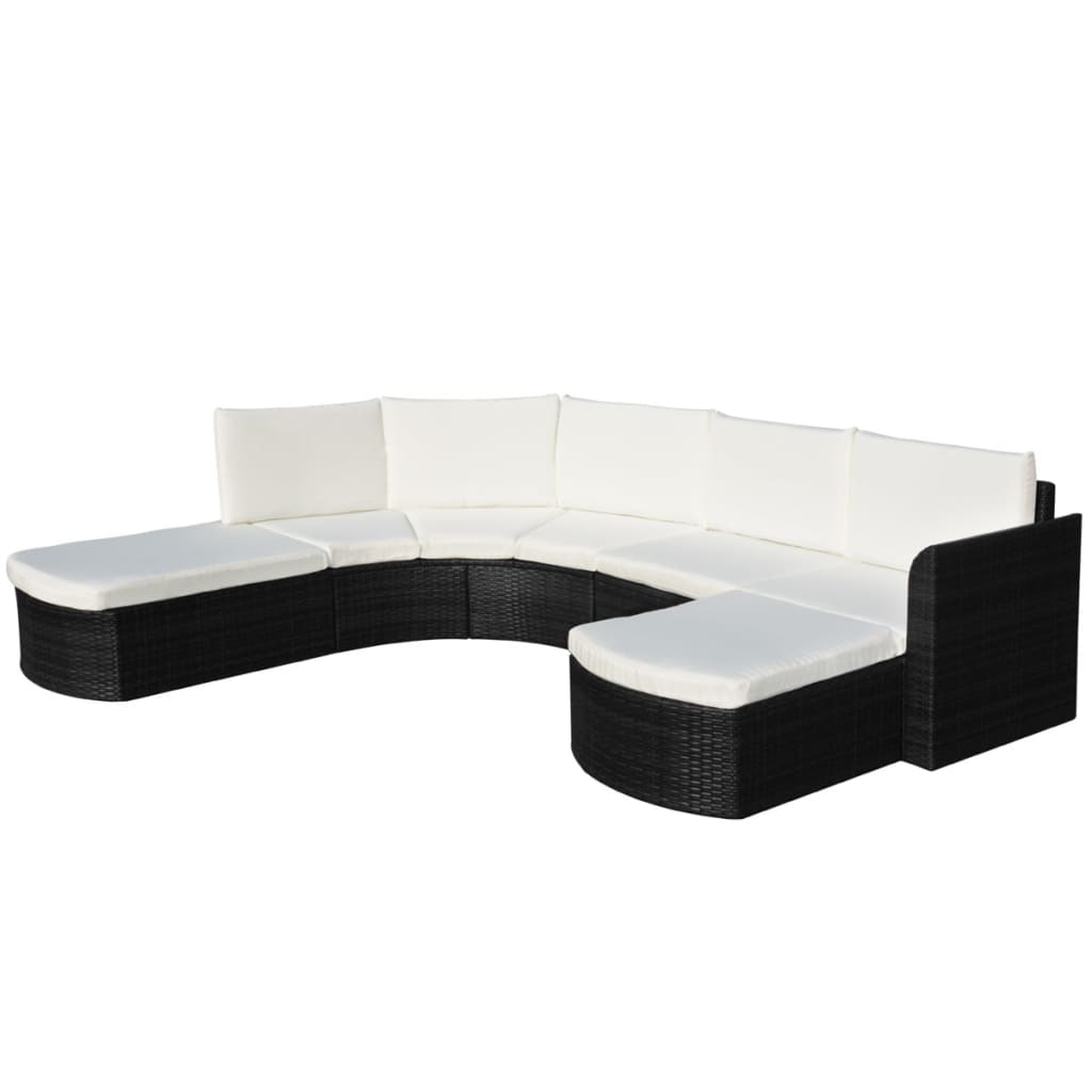 foto del prodotto set divani da giardino 4 pz con cuscini in polyrattan nero cod mxl 59729