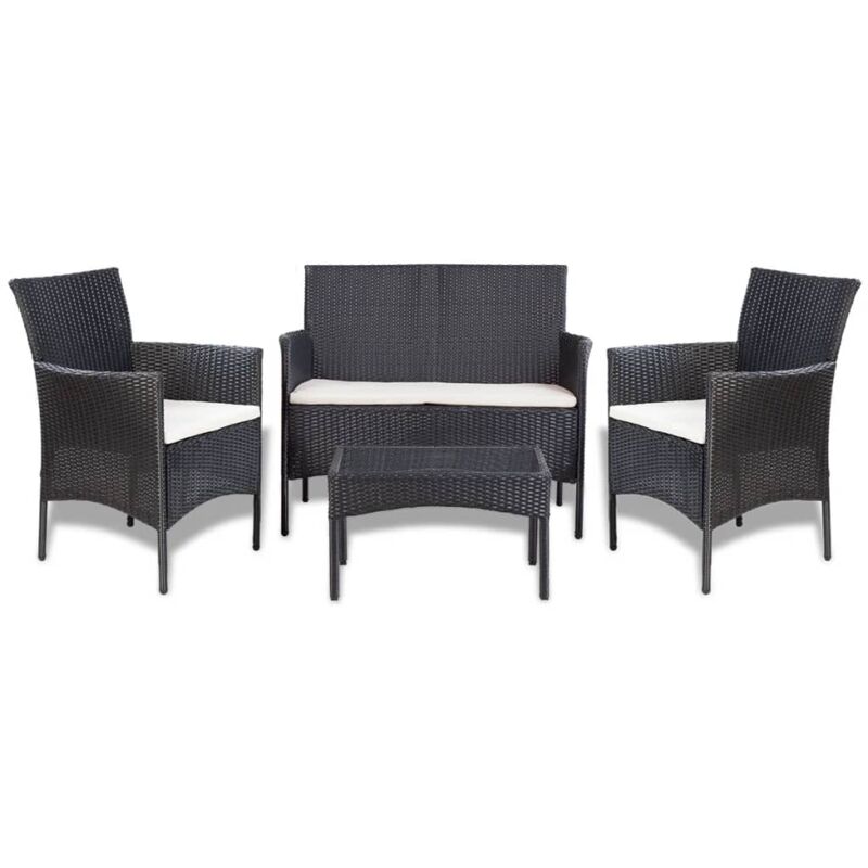 foto del prodotto set divani da giardino 4 pz con cuscini in polyrattan nero vidaxl 273259