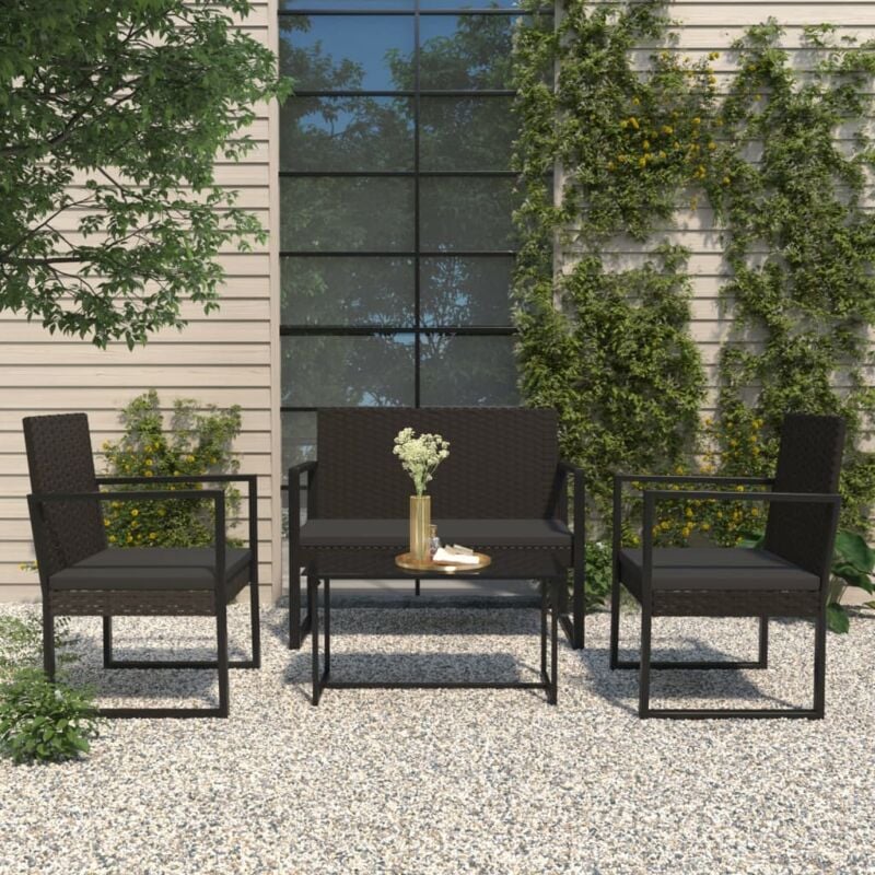 foto del prodotto set divani da giardino 4 pz con cuscini nero in polyrattan vidaxl 272207