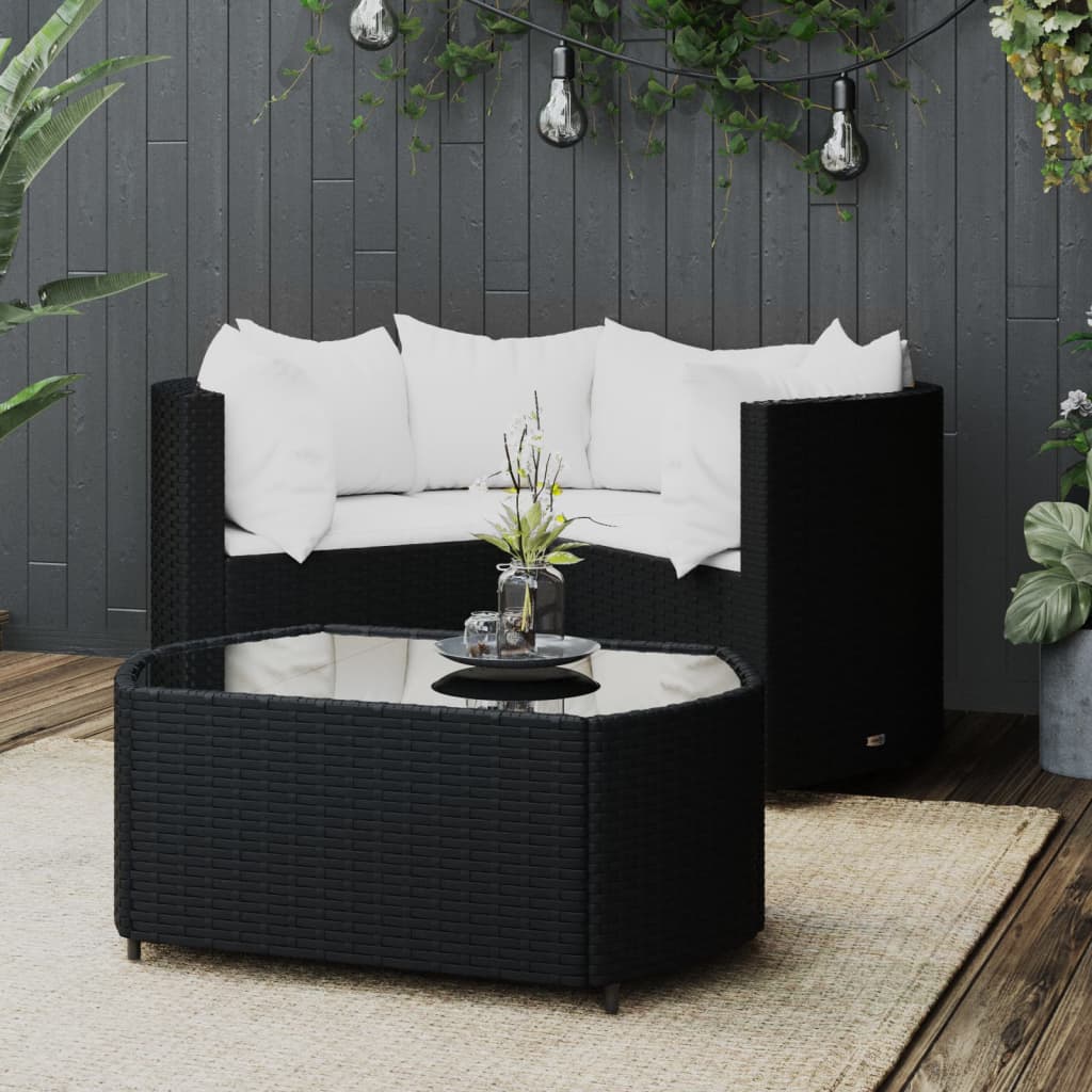 foto del prodotto set divani da giardino 4 pz con cuscini nero in polyrattancod mxl 106100