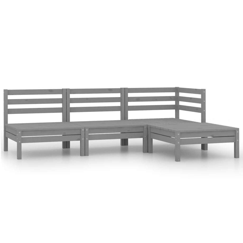 foto del prodotto set divani da giardino 4 pz grigio in legno massello di pino cod mxl 39563