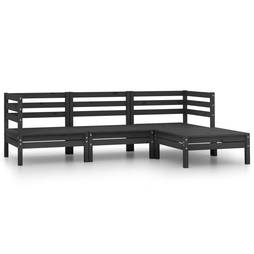 foto del prodotto set divani da giardino 4 pz in legno massello di pino nero cod mxl 39568