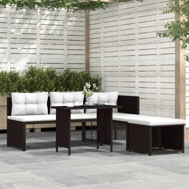foto del prodotto set divani da giardino 4 pz in polyrattan marrone vidaxl