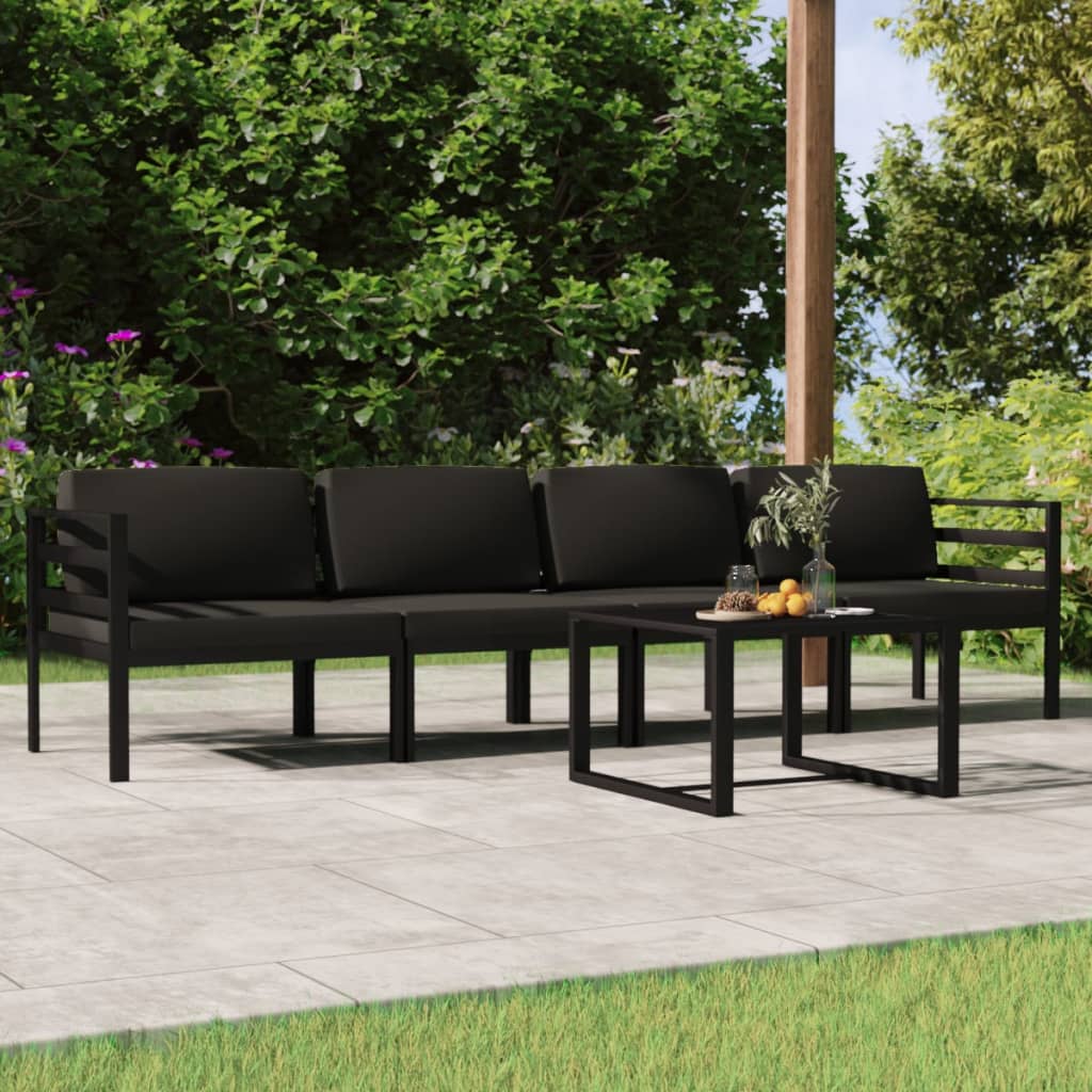 foto del prodotto set divani da giardino 5 pz con cuscini in alluminio antracite cod mxl 36924